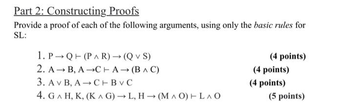 Solved Part 2: Constructing Proofs Provide a proof of each | Chegg.com