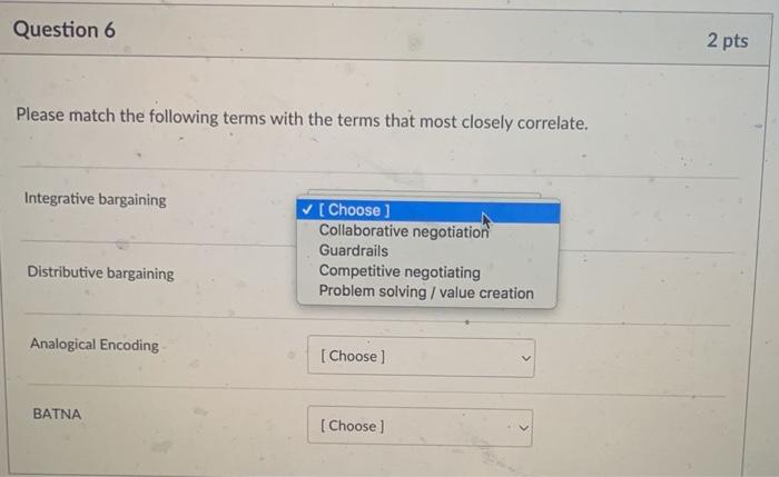 Solved Question 6 Please match the following terms with the | Chegg.com