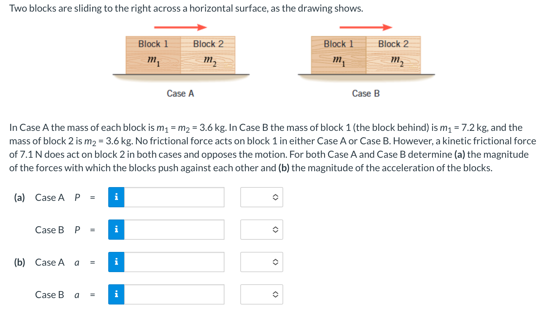Solved Two blocks aIn Case A the mass of each block is | Chegg.com