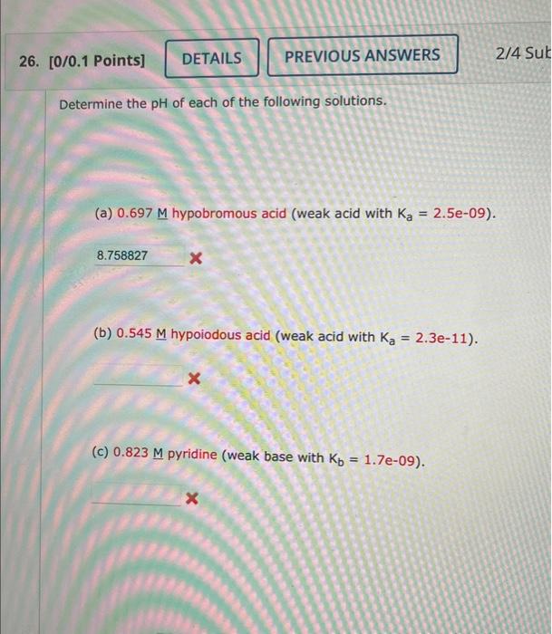 Solved Determine The PH Of Each Of The Following Solutions. | Chegg.com