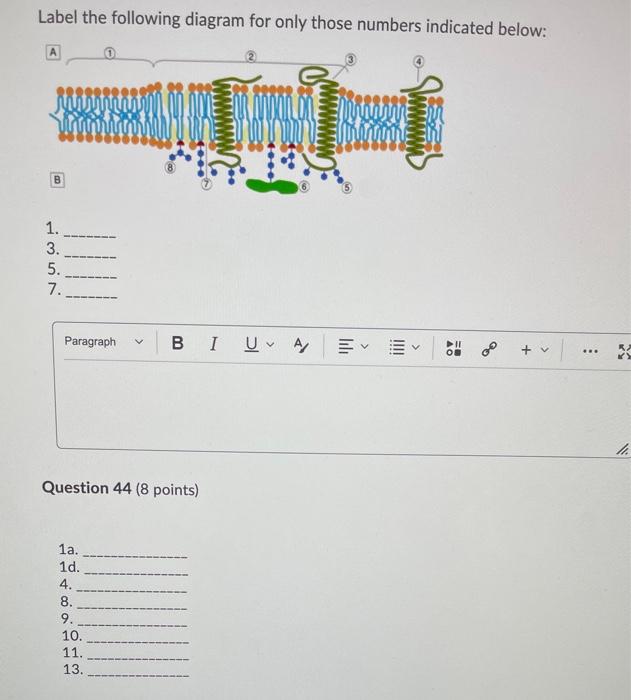 Solved Label the following diagram for only those numbers | Chegg.com