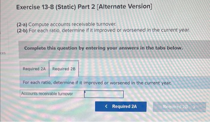 Solved Required information Exercise 13-8 (Static) Analyzing | Chegg.com