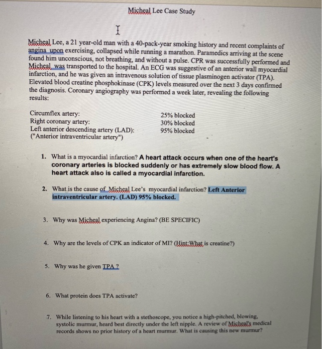 Solved Micheal Lee Case Study I Micheal Lee A 21 Year old Chegg