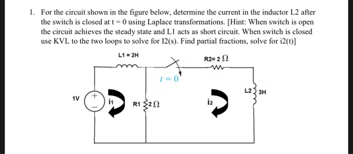 Solved 1. For the circuit shown in the figure below, | Chegg.com