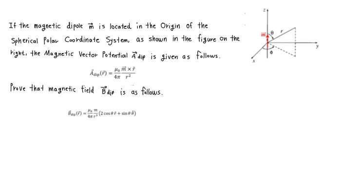 Solved If the magnetic dipole ñ is located in the Origin of | Chegg.com