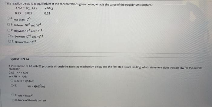Solved of the reaction below is at equilibrium at the | Chegg.com