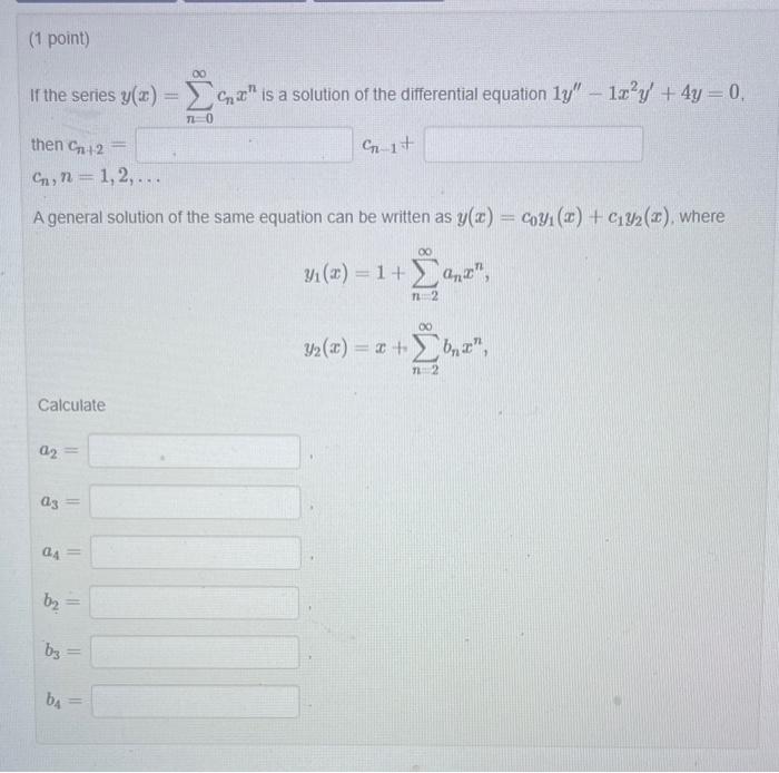 Solved If The Series Yx∑n0∞cnxn Is A Solution Of The 3003