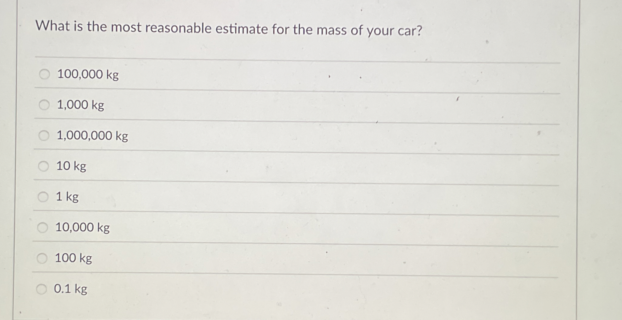 Solved What is the most reasonable estimate for the mass of | Chegg.com