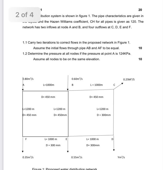 Solved 1 20 2 Of 4 Ibution System Is Shown In Figure 1. The | Chegg.com