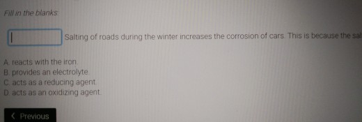 Solved Fill In The Blanks During A Cathodic Protection, The | Chegg.com