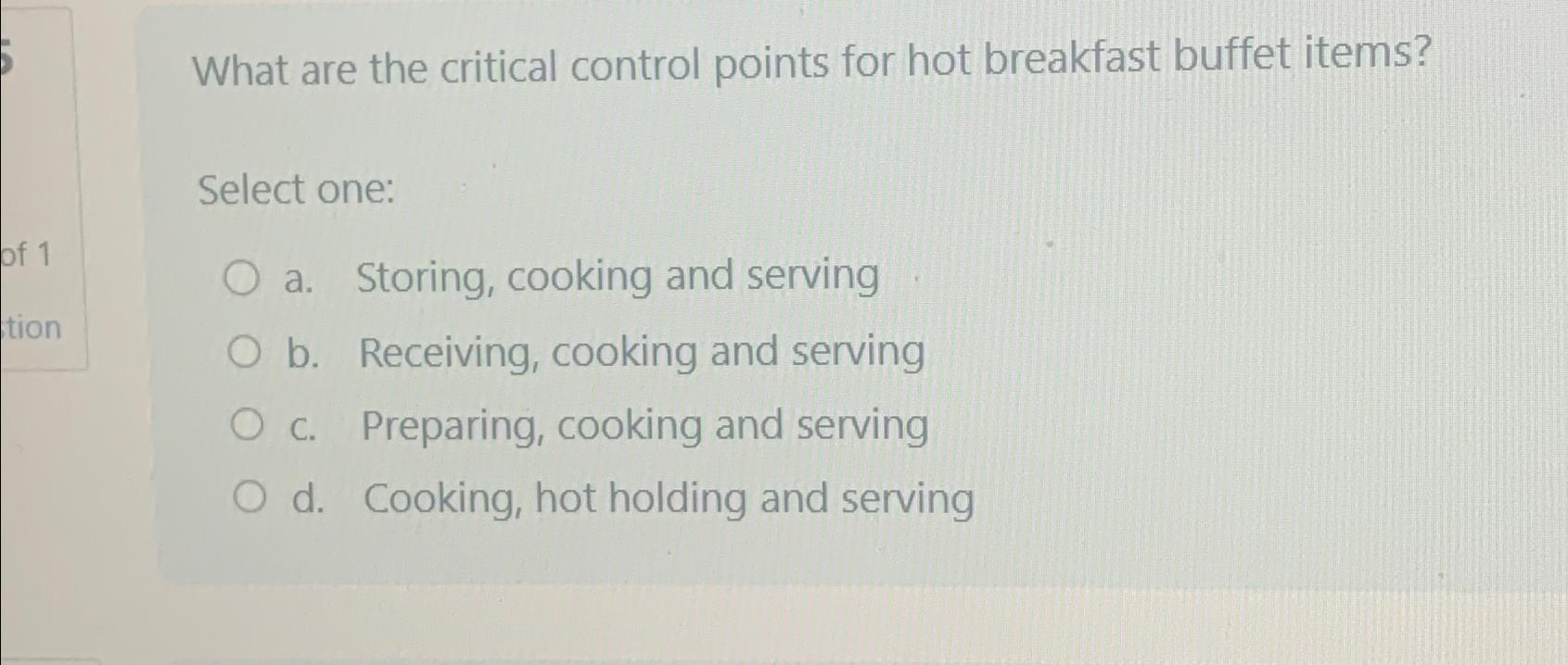 Solved What are the critical control points for hot
