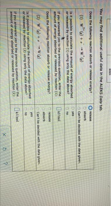 Solved Consider the following data for tungsten atomic mass | Chegg.com