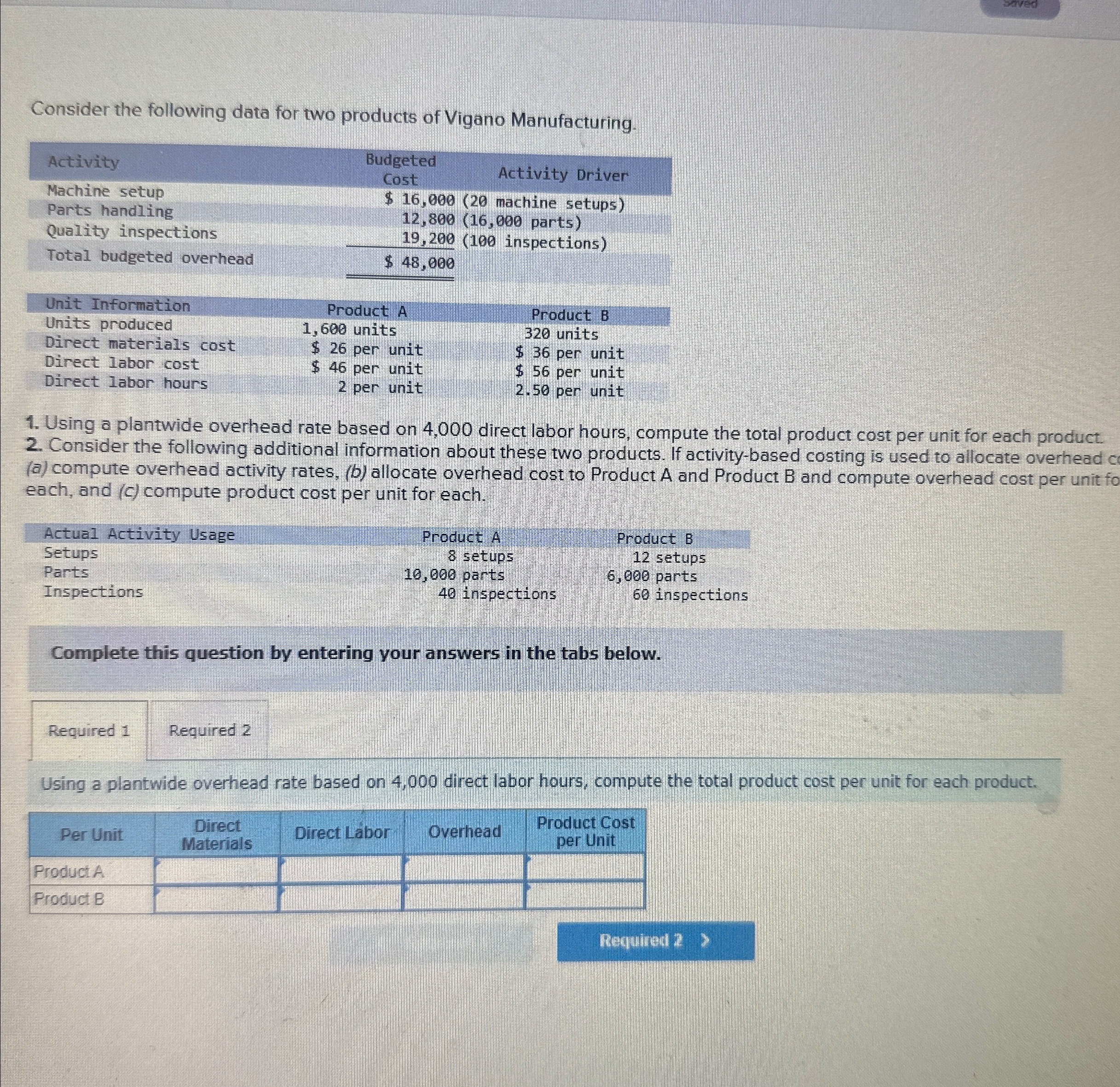 Solved Consider the following data for two products of | Chegg.com