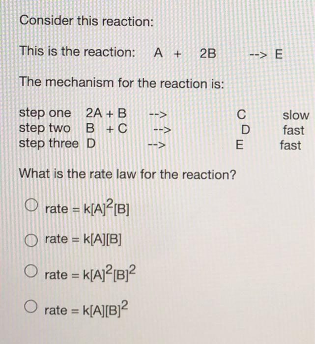 Solved Consider this reaction: This is the reaction: A + 2B | Chegg.com