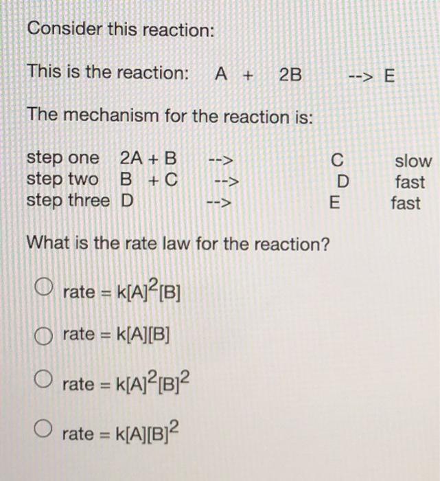 Solved Consider This Reaction: This Is The Reaction: A + 2B | Chegg.com