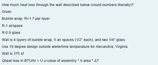 Solved How much heat loss through the wall described below | Chegg.com