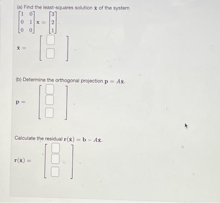 Solved (a) Find the least-squares solution x of the system | Chegg.com
