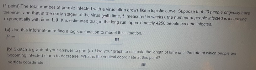 Solved (1 point) The total number of people infected with a | Chegg.com