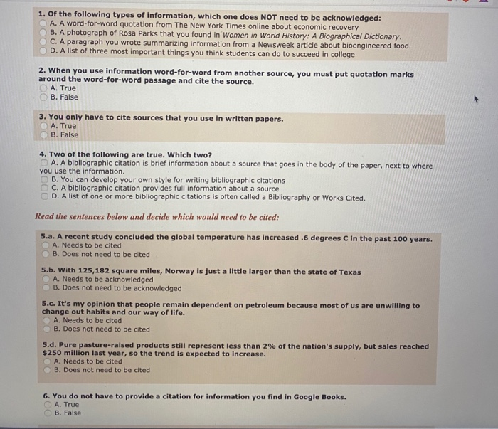Solved 1 Of The Following Types Of Information Which On Chegg Com
