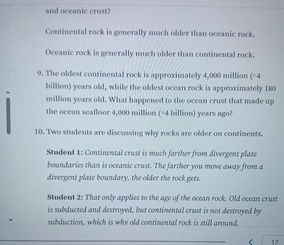 Solved and oceanic crust?Continental rock is generally much | Chegg.com