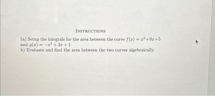 Solved 1a) Setup the integrals for the area between the | Chegg.com