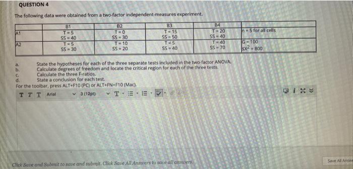 Solved QUESTION 4 The following data were obtained from a | Chegg.com