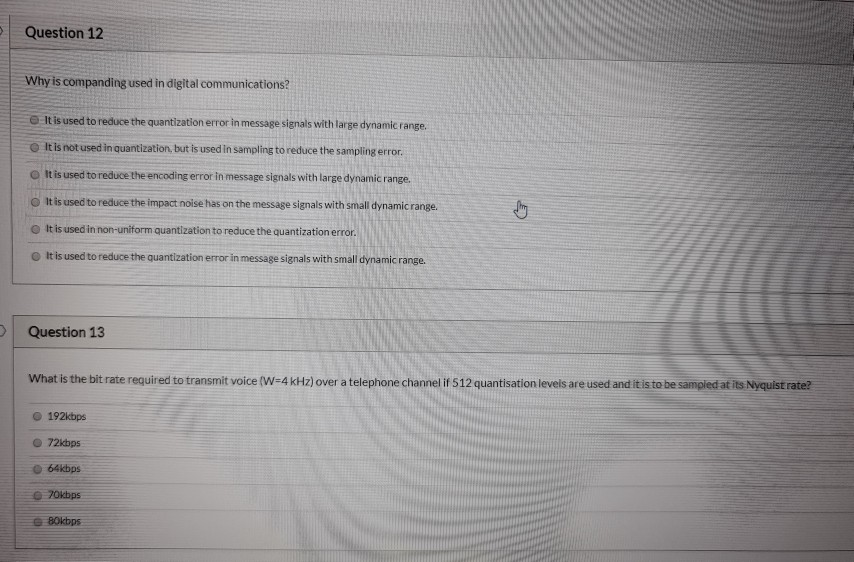 Solved Question 12 Why is companding used in digital | Chegg.com