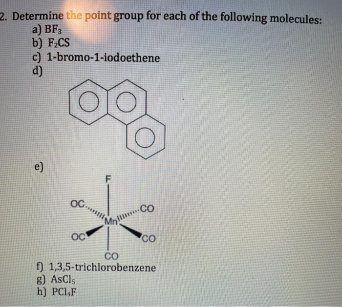 Solved 2. Determine the point group for each of the | Chegg.com
