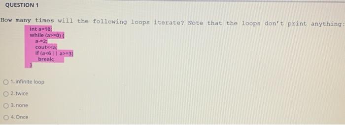 Solved QUESTION 1 How many times will the following loops | Chegg.com