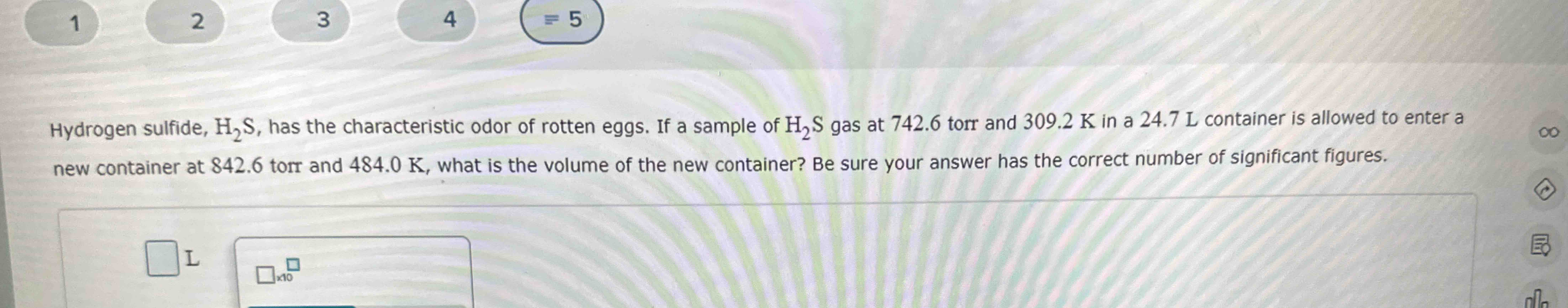 Hydrogen sulfide, H2S, ﻿has the characteristic odor | Chegg.com