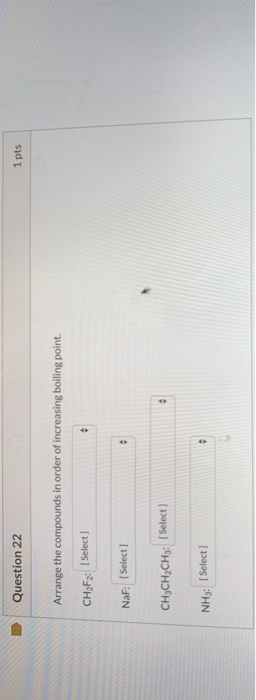 Solved Question 22 1 pts Arrange the compounds in order of | Chegg.com