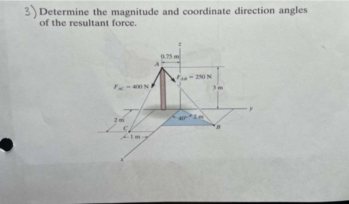Solved 3) Determine the magnitude and coordinate direction | Chegg.com