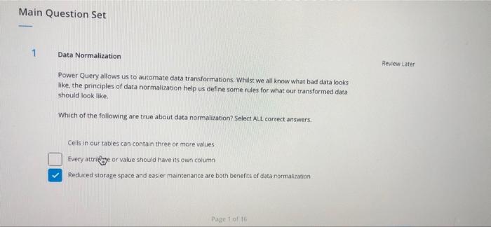Solved Main Question Set Data Normalization Review Later | Chegg.com