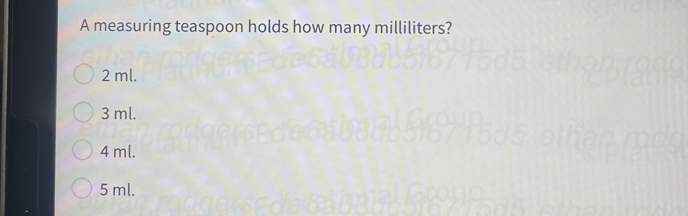 Solved A Measuring Teaspoon Holds How Many Milliliters Ml Chegg Com