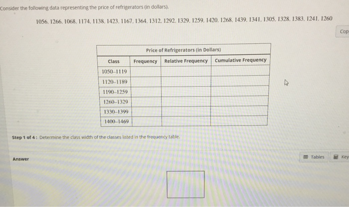 Solved Consider the following data representing the price of | Chegg.com