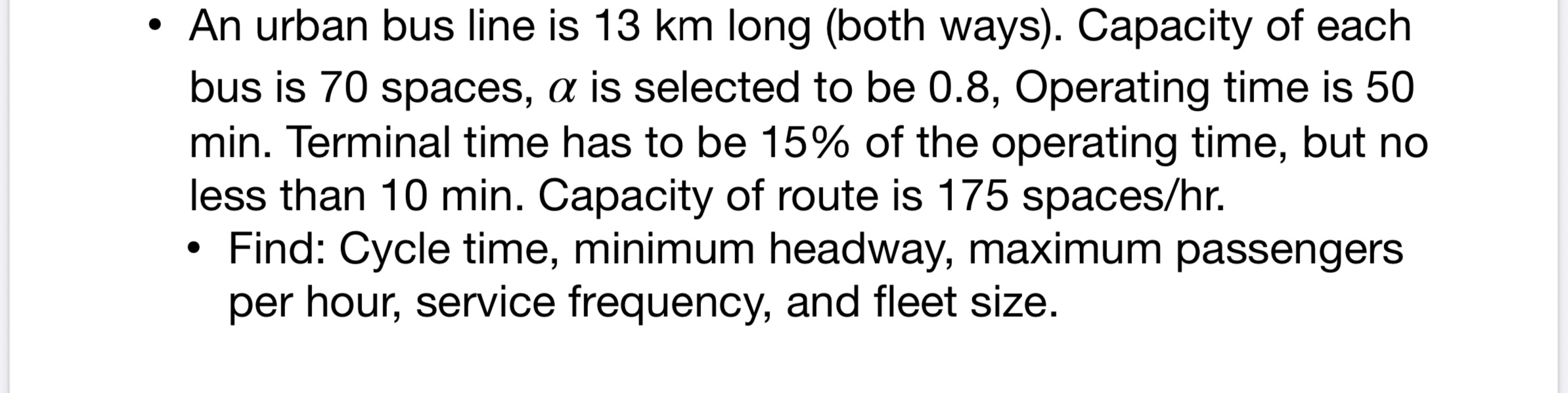 Solved An urban bus line is 13 ﻿km long (both ways). | Chegg.com