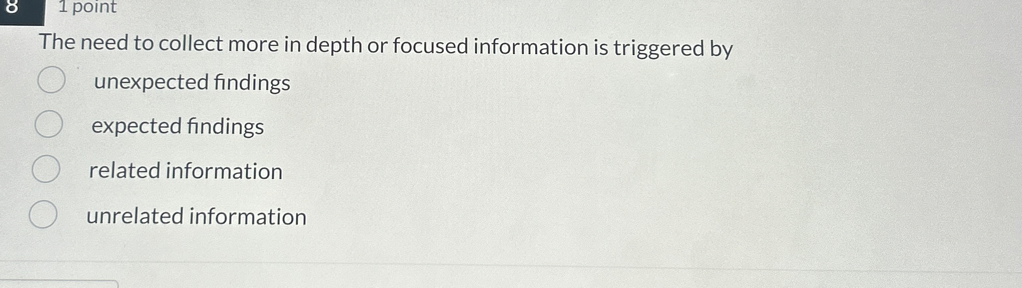 Solved The need to collect more in depth or focused | Chegg.com