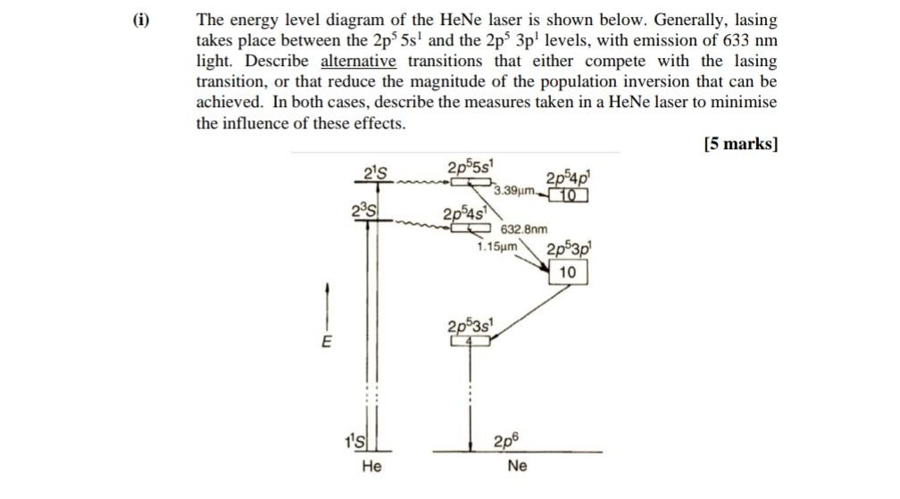 Solved The energy level diagram of the HeNe laser is shown | Chegg.com