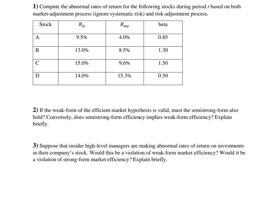 Solved Consider The Following Information About Two Stocks | Chegg.com