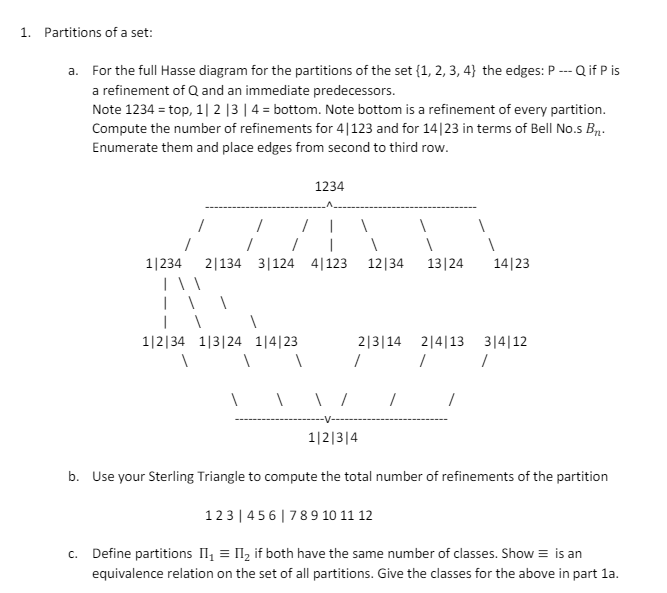 Solved Partitions Of A Set:a. ﻿For The Full Hasse Diagram | Chegg.com