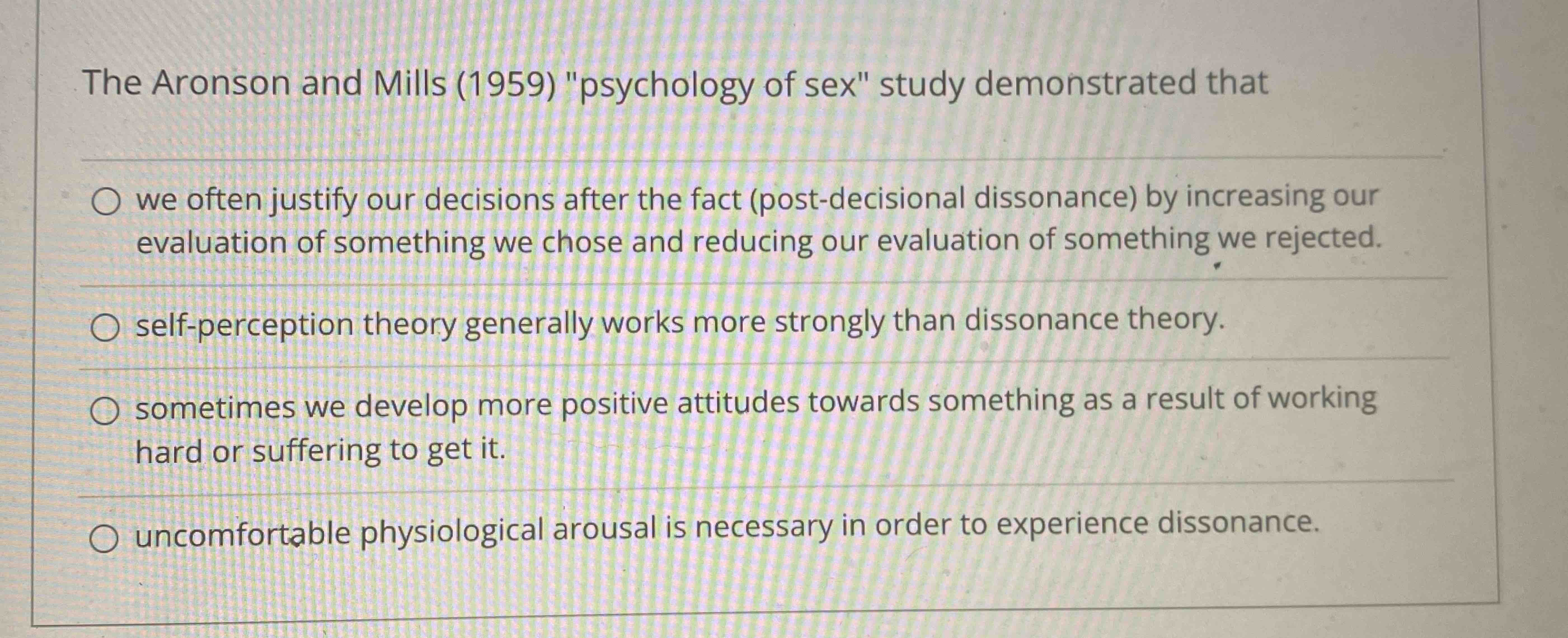 Solved The Aronson and Mills (1959) ﻿