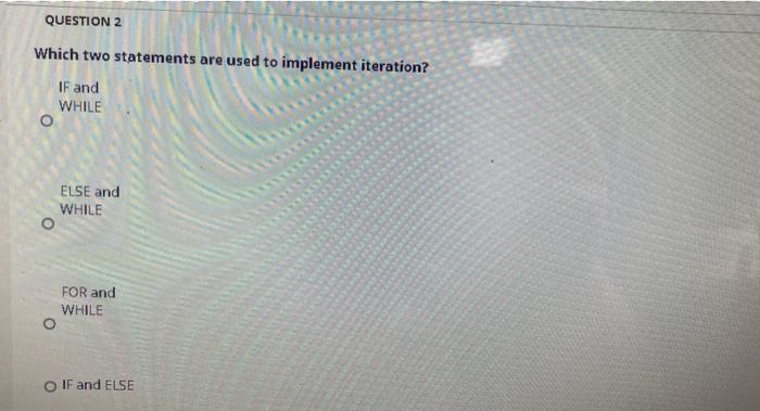 Solved QUESTION 1 In programming, what is iteration? o The | Chegg.com