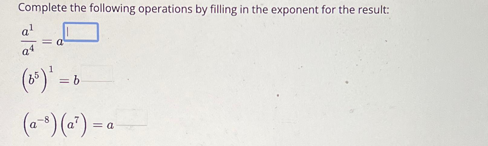 Solved Complete the following operations by filling in the | Chegg.com