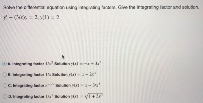 Solved Solve The Differential Equation Using Integrating Chegg Com