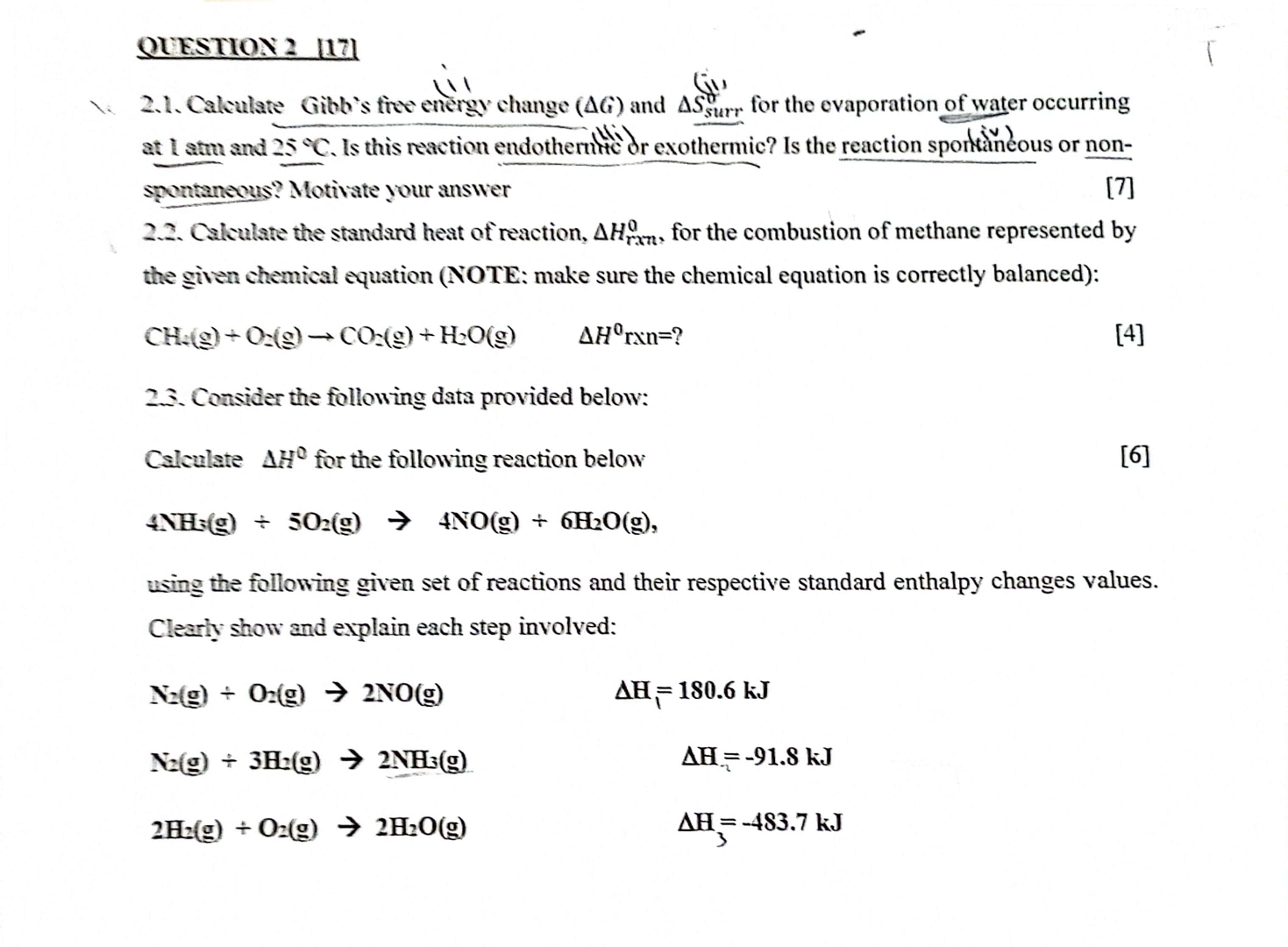 Solved OUESTION 2[17]2.1. ﻿Calculate Gibb's frec energy | Chegg.com