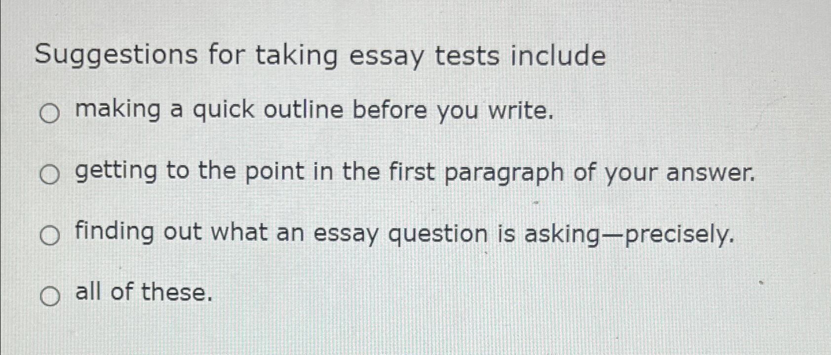 answering 3 out of 8 essay questions test