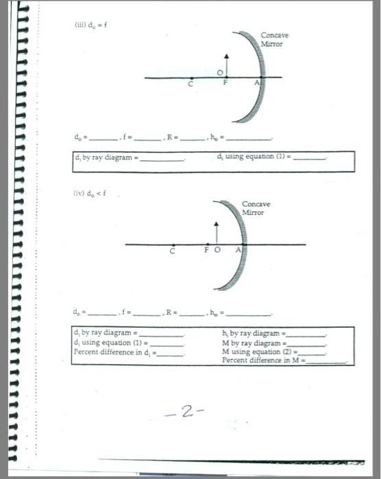 Solved Ray Diagrams Concave Mirror (Task 13) (1) de > R | Chegg.com