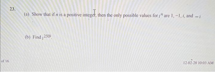 Solved 23. (a) Show that if n is a positive integet, then | Chegg.com