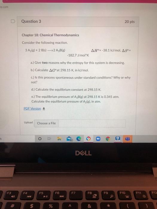 Solved re.com D Question 3 20 pts Chapter 18: Chemical | Chegg.com