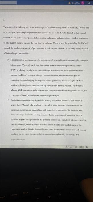 deck
Q
The automobile industry will serve as the topic of my concluding paper. In addition, I would like
to investigate the s